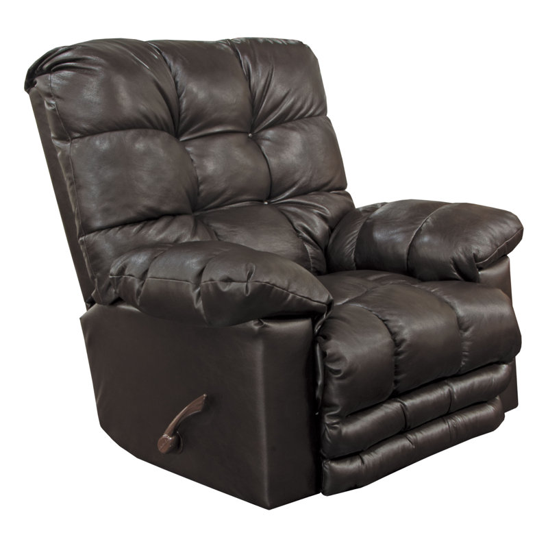 Red Barrel Studio® Penkridge 46" Wide Genuine Leather Manual Rocker